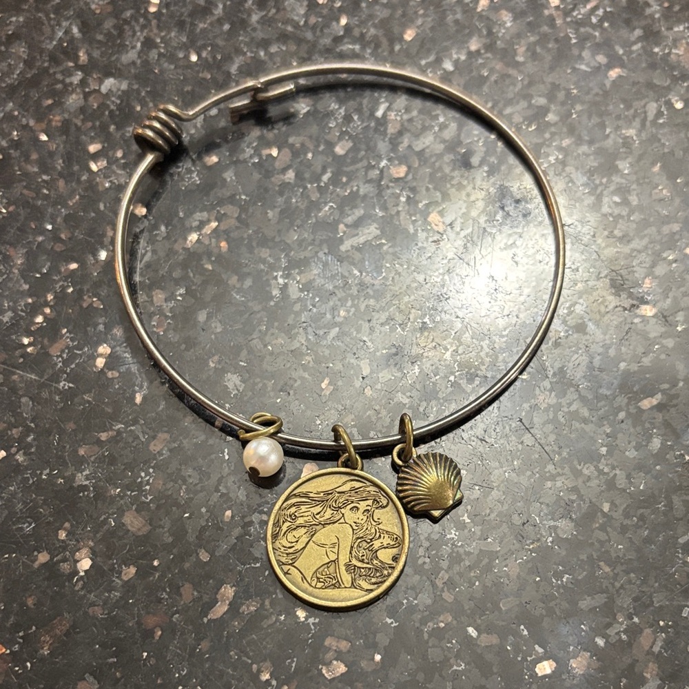 Disney The Little Mermaid Ariel Bangle Bracelets with Shell & Pearl Charms
